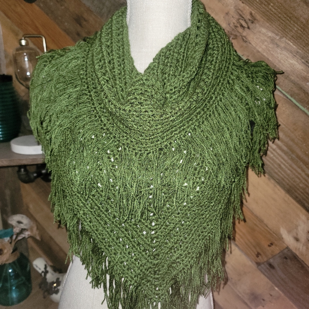 Boho Infinity Crochet Scarf (Loops & Threads Woolike Yarn in Olive)